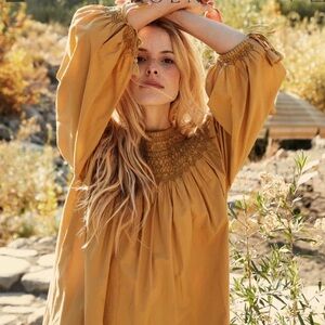 DOEN Theda Dress in Wheat | Sunshine Gold | Size Small | NWT
